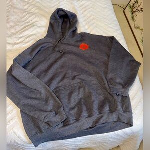 Unisex Gildan Dark Gray Hoodie with Red rose Emblem, size XL